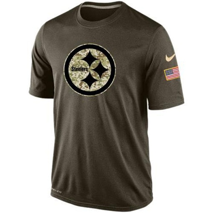 Pittsburgh Steelers Green Camo Salute To Service Team T-Shirt