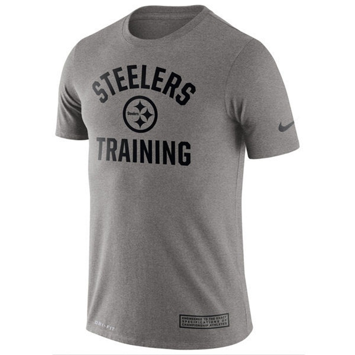 Pittsburgh Steelers Heathered Gray Training Performance Logo T-shirt