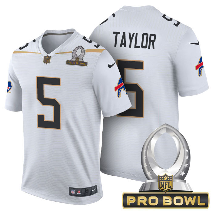 Team Rice #5 Tyrod Taylor White 2016 Pro Bowl Game Jersey