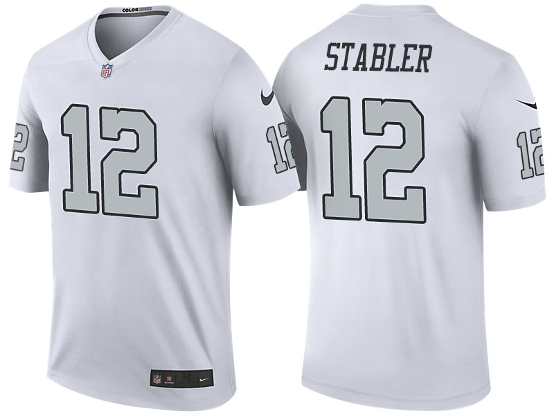 Oakland Raiders #12 Ken Stabler White Color Rush Legend Jersey