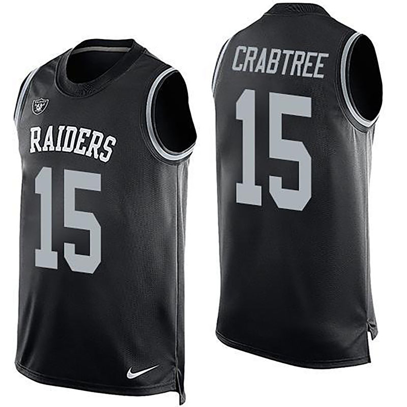 Raiders #15 Michael Crabtree Black Team Color Men NFL Limited Tank Top