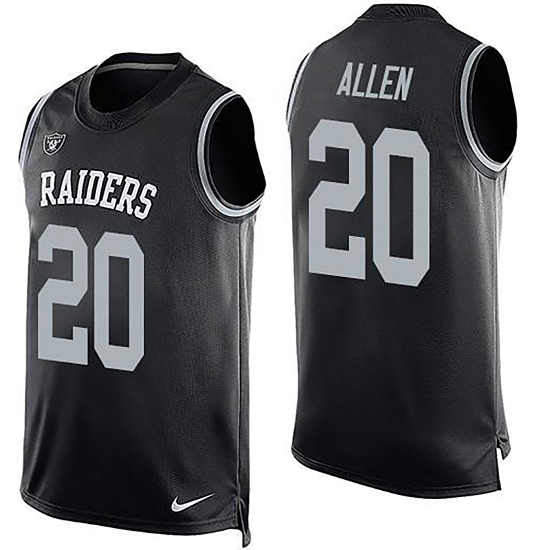 Raiders #20 Nate Allen Black Team Color Men NFL Limited Tank Top