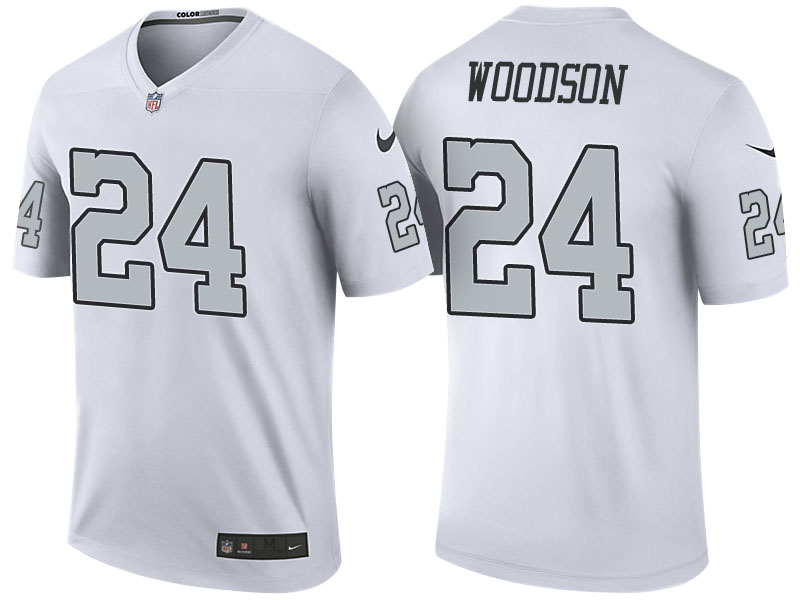 Oakland Raiders #24 Charles Woodson White Color Rush Legend Jersey