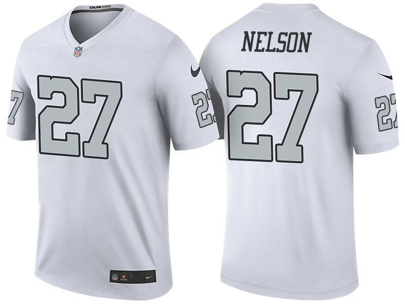 Oakland Raiders #27 Reggie Nelson White Color Rush Legend Jersey