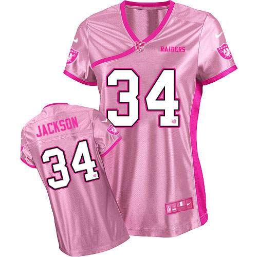 Women's Oakland Raiders #34 Bo Jackson Be Luv'd Pink Jersey