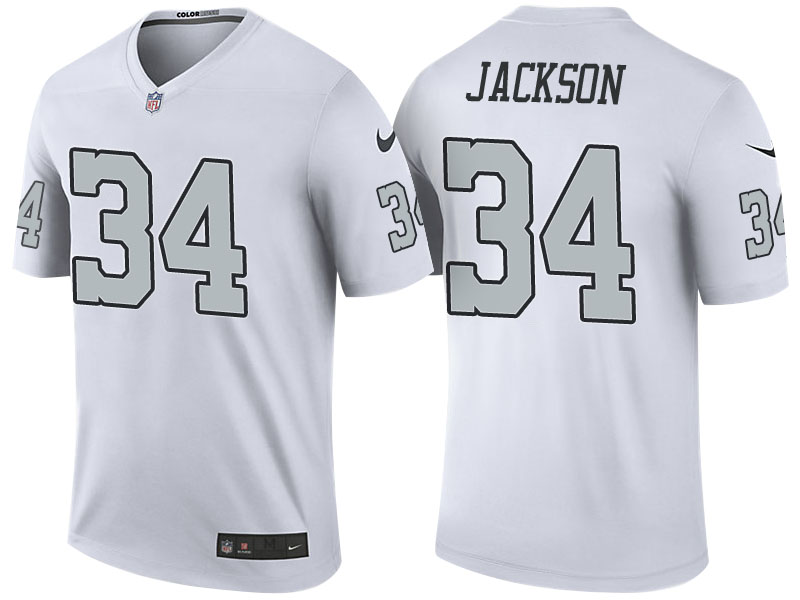 Oakland Raiders #34 Bo Jackson White Color Rush Legend Jersey