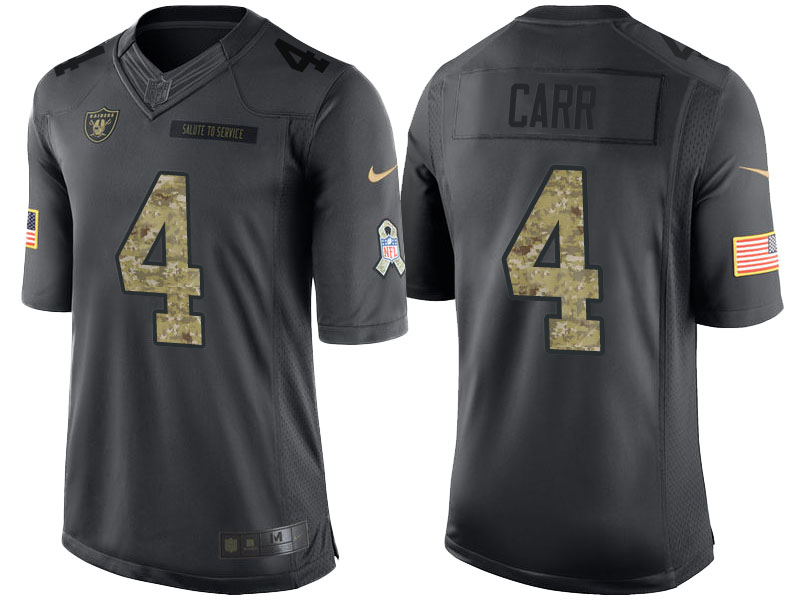 Oakland Raiders #4 Derek Carr Camo Anthracite 2016 Salute to Service Limited Jersey