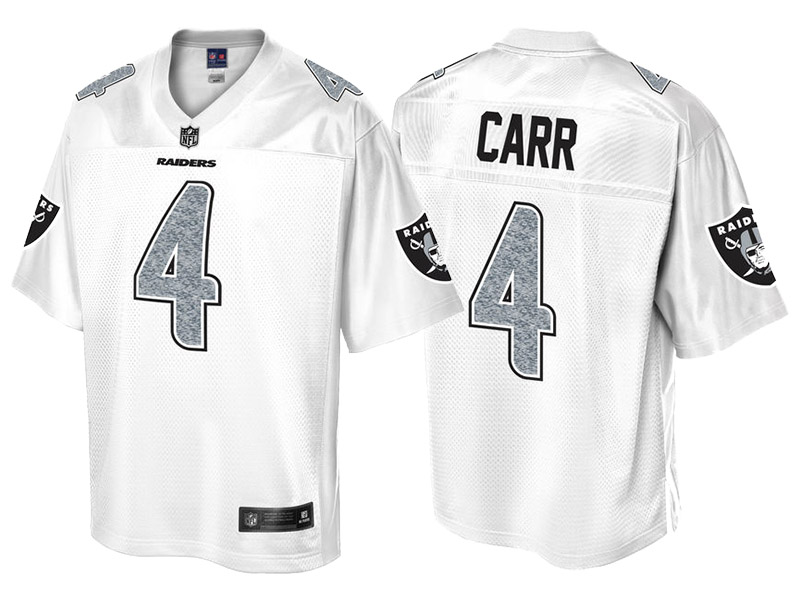 Oakland Raiders #4 Derek Carr Pro Line White Out Fashion Jersey