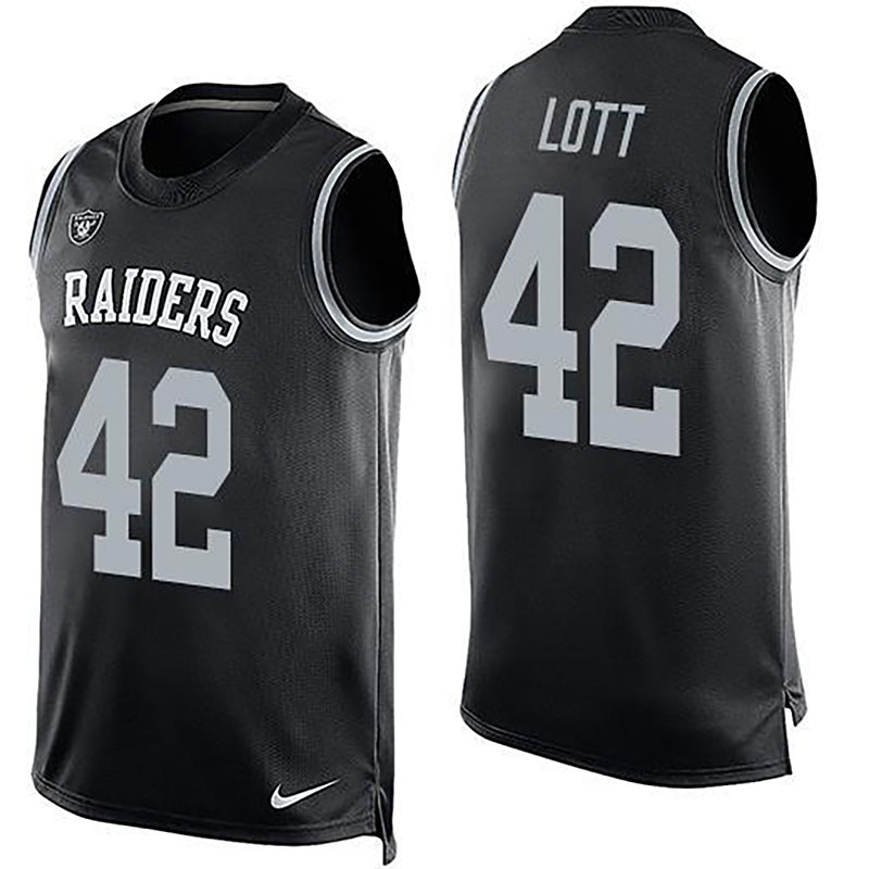 Raiders #42 Ronnie Lott Black Team Color Men NFL Limited Tank Top