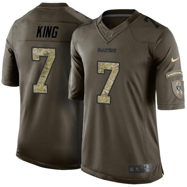 Oakland Raiders #7 Marquette King Green Camo Salute to Service Jersey