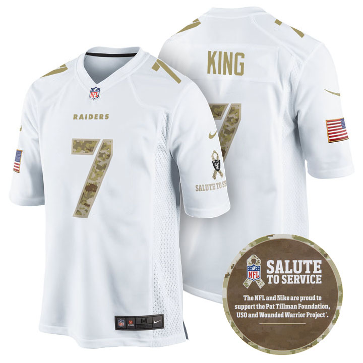 Oakland Raiders #7 Marquette King White Camo Salute to Service Jersey