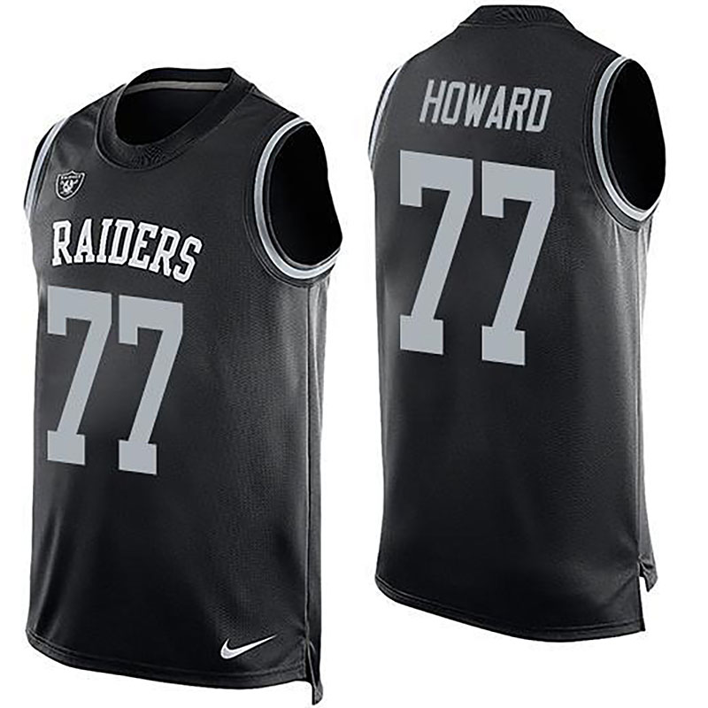 Raiders #77 Austin Howard Black Team Color Men NFL Limited Tank Top