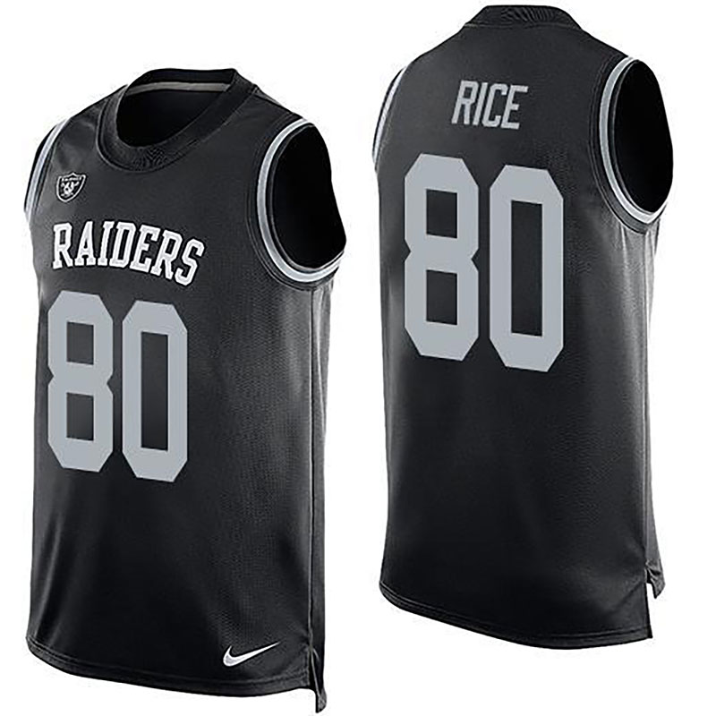 Raiders #80 Jerry Rice Black Team Color Men NFL Limited Tank Top