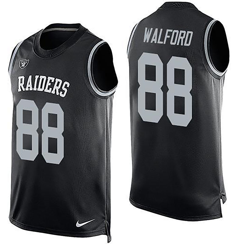 Raiders #88 Clive Walford Black Team Color Men NFL Limited Tank Top