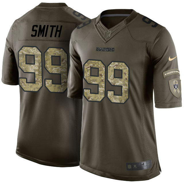 Oakland Raiders #99 Aldon Smith Olive Camo Salute to Service Jersey