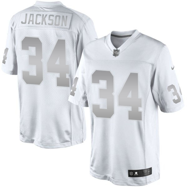 Men's Oaklan Rraiders #34 Bo Jackson White Platinum Limited Jersey