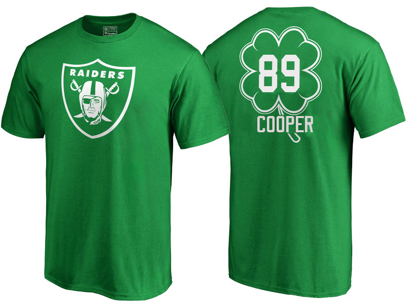 Oakland Raiders #89 Amari Cooper Kelly Green St. Patrick's Day Name & Number T-Shirt