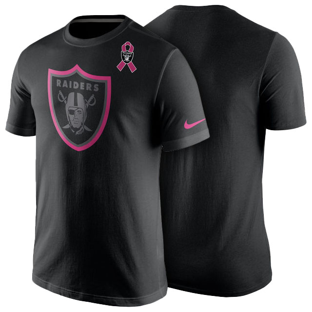 Oakland Raiders Black Breast Cancer Awareness Team Travel Performance T-Shirt