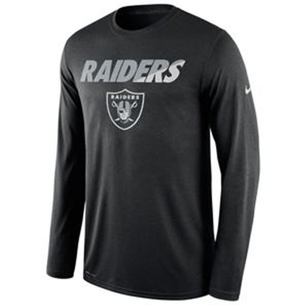 Oakland Raiders Black Legend Staff Practice Long Sleeve Performance T-Shirt