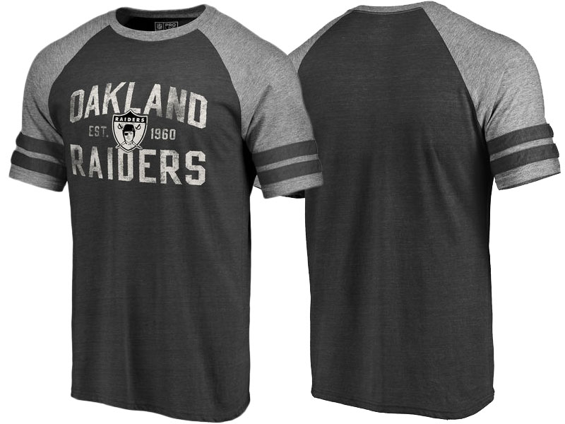 Oakland Raiders Black Refresh Tenacity Retro Raglan Tri-Blend T-Shirt