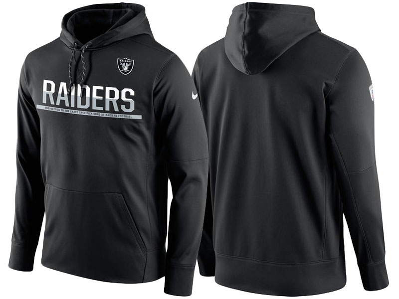 Oakland Raiders Black Circuit Thermafit Sideline Winter Pullover Performance Hoodie