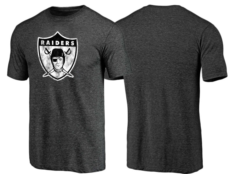 Oakland Raiders Black Throwback Logo Tri-Blend Short Sleeve T-Shirt