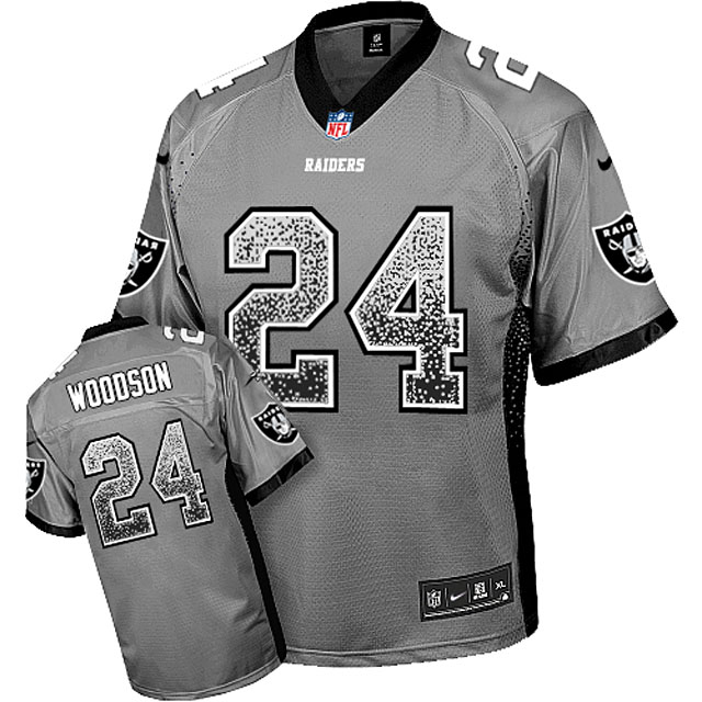 Oakland Raiders #24 Charles Woodson Gray Drift Fashion Jersey