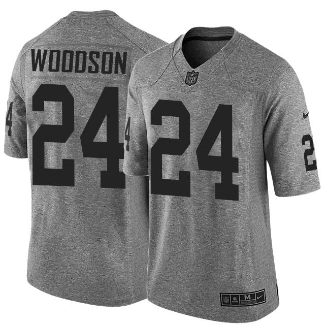 Oakland Raiders #24 Charles Woodson Gridiron Gray Limited Jersey