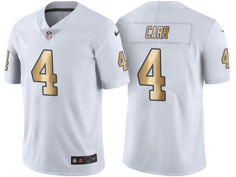 Oakland Raiders #4 Derek Carr White Gold Special Color Rush Jersey