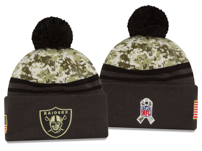 Oakland Raiders Graphite New Era Camo Salute To Service Knit Hat For Veterans Day