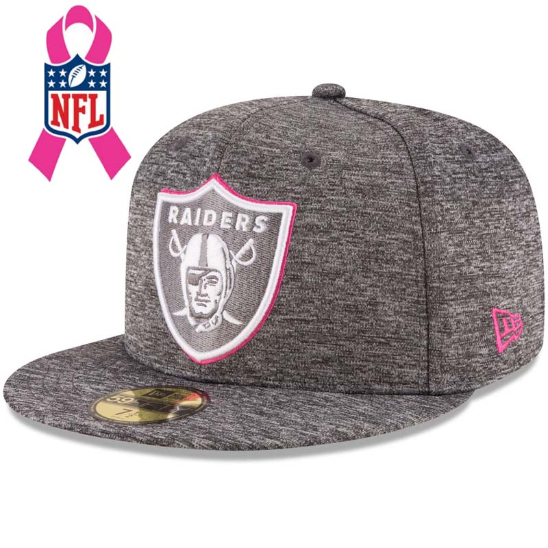 Oakland Raiders Gray New Era Heather 2016 Breast Cancer Awareness Sideline 59FIFTY Fitted Hat