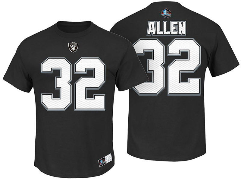 Oakland Raiders #32 Marcus Allen Black Hall of Fame Eligible Receiver II Name & Number T-Shirt