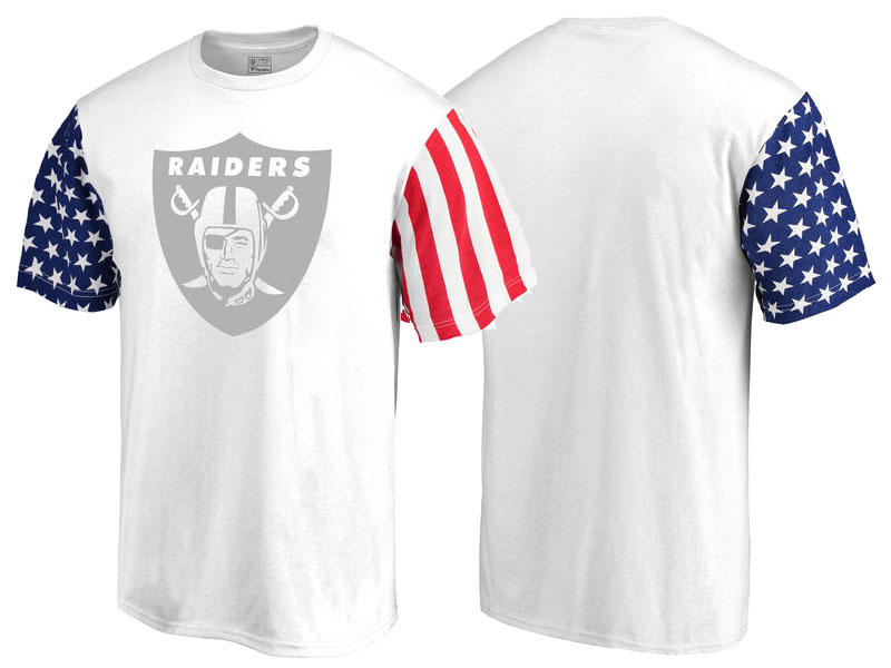 Oakland Raiders White Independence Day Stars & Stripes T-Shirt