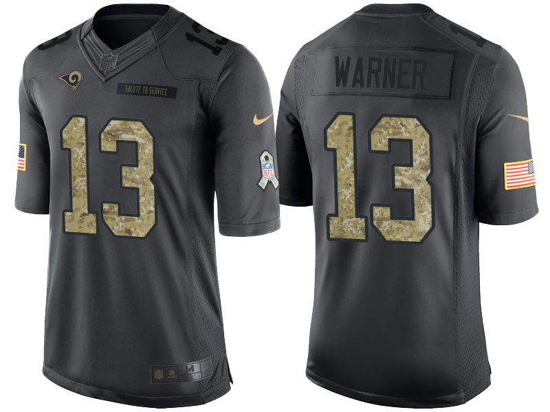 Los Angeles Rams #13 Kurt Warner Anthracite 2016 Salute to Service Limited Jersey - Veterans Day