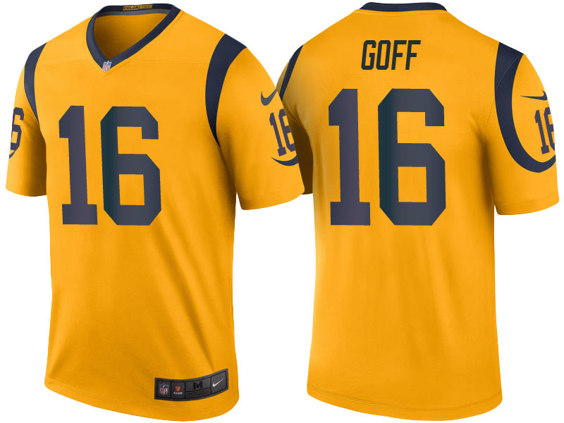 Los Angeles Rams #16 Jared Goff Gold Color Rush Legend Jersey