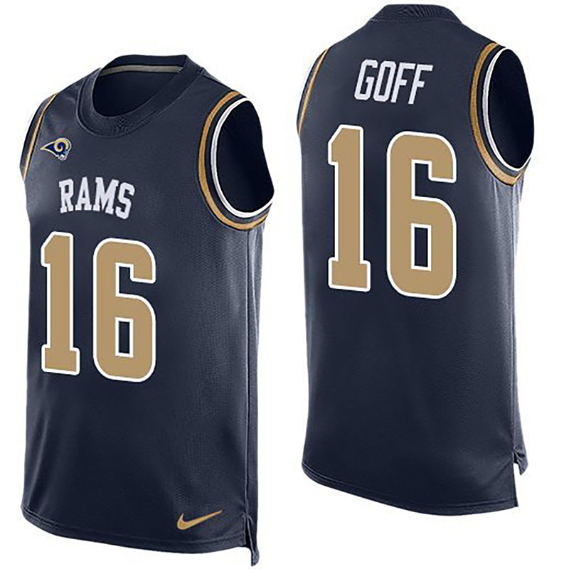 Rams #16 Jared Goff Navy Blue Team Color Men NFL Limited Tank Top