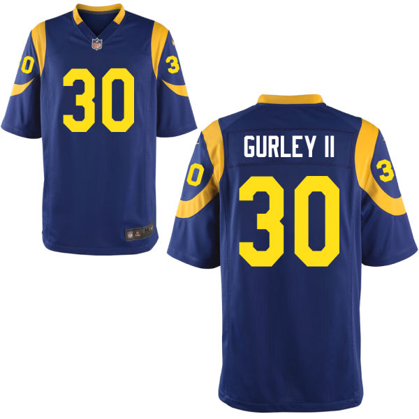 St. Louis Rams #30 Todd Gurley II Blue Throwback Game Jersey