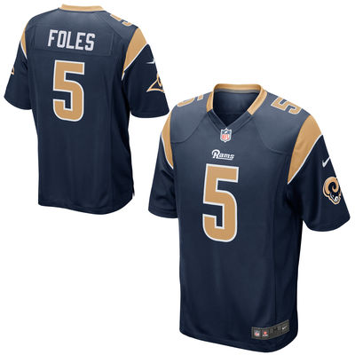 St. Louis Rams #5 Nick Foles Navy Blue Game Jersey