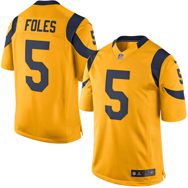 St. Louis Rams #5 Nick Foles Gold Color Rush Limited Jersey