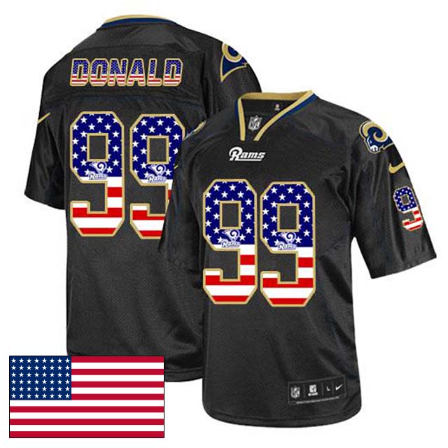 St. Louis Rams #99 Aaron Donald Black USA Flag Fashion Jersey