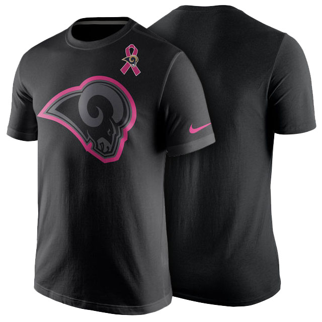 Los Angeles Rams Black Breast Cancer Awareness Team Travel Performance T-Shirt