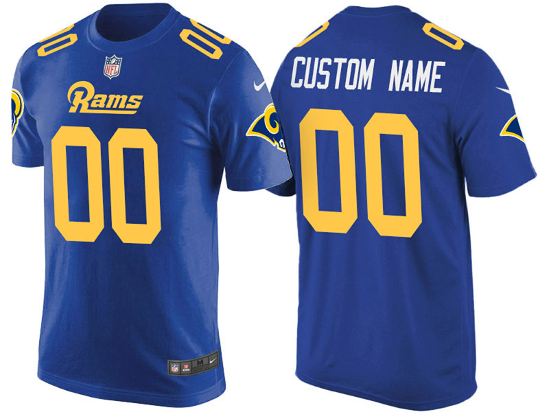 Los Angeles Rams Custom Blue Name & Number T-Shirt