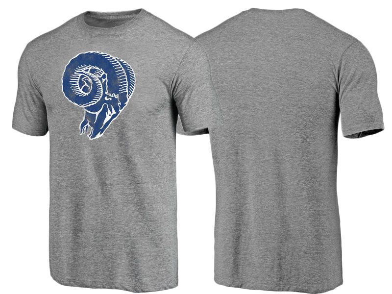 Los Angeles Rams Gray Throwback Logo Tri-Blend Short Sleeve T-Shirt