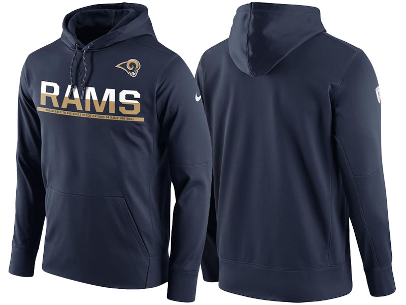 Los Angeles Rams Navy Circuit Thermafit Sideline Winter Pullover Performance Hoodie