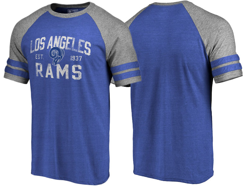 Los Angeles Rams Royal Refresh Tenacity Retro Raglan Tri-Blend T-Shirt