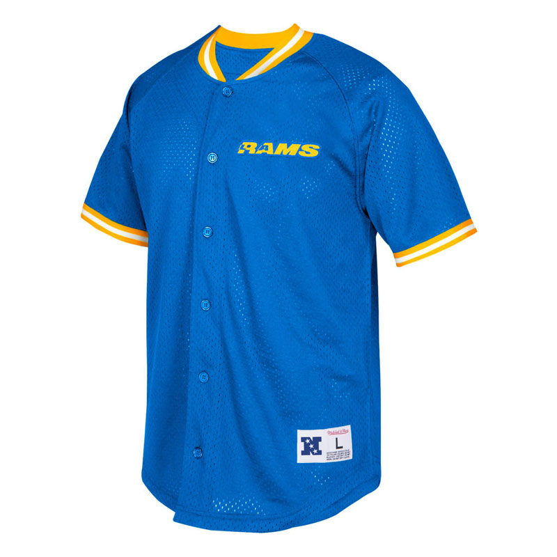 Los Angeles Rams Royal Seasoned Pro Mesh Button-Up Throwback Shirt