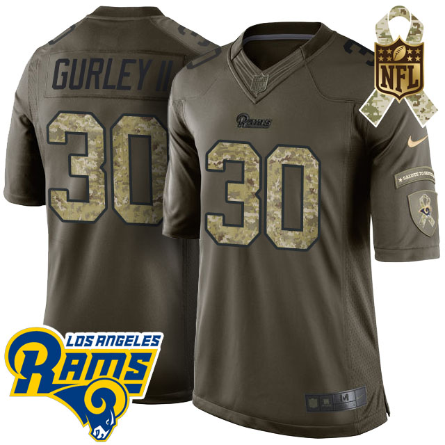 Los Angeles Rams #30 Todd Gurley II Green Salute To Service Limited Jersey