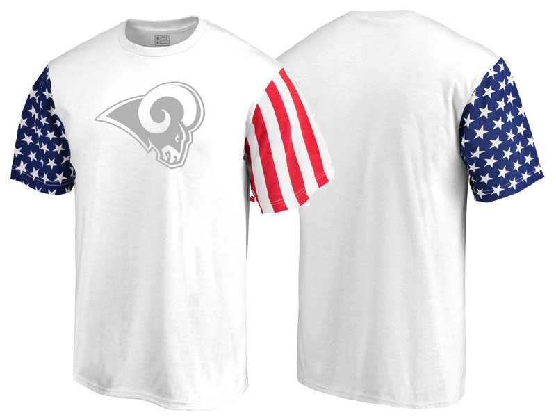 Los Angeles Rams White Independence Day Stars & Stripes T-Shirt