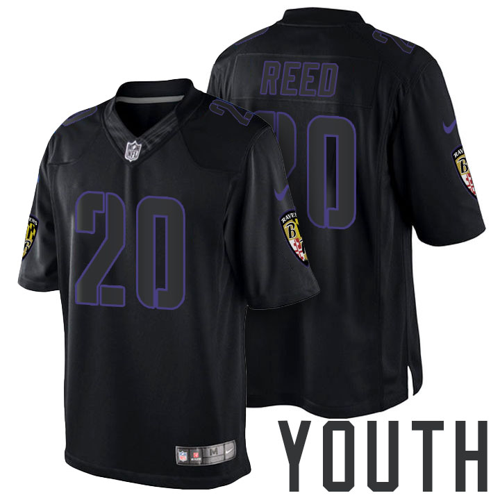 Youth Baltimore Ravens #20 Ed Reed Black Impact Limited Jersey