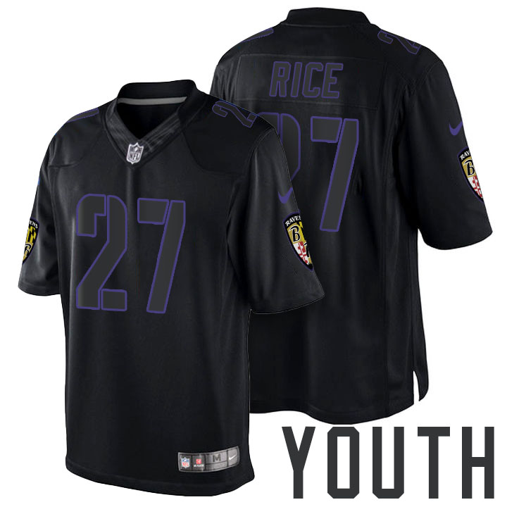 Youth Baltimore Ravens #27 Ray Rice Black Impact Limited Jersey